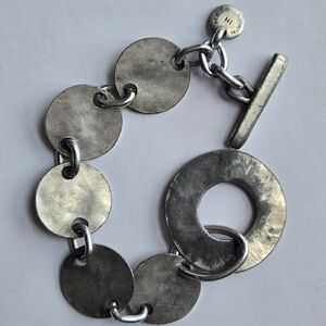 MERX Silver Tone Circle Disc Bracelet